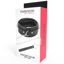 DARKNESS - COLLARE MORBIDO NERO CON GUINZAGLIO IN PELLE