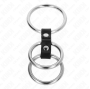 KINK - ANNEAU PÉNIS TRIPLE MÉTAL 3,7 CM À 5 CM CONNECTÉ AU CUIR