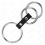 KINK - ANNEAU PÉNIS TRIPLE MÉTAL 3,7 CM À 5 CM CONNECTÉ AU CUIR