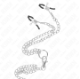 KINK - ANEL DE PÊNIS TRIPLO DE METAL CROMADO DE 3,8 CM A 5 CM COM CORRENTE DE METAL DE 26 CM E GRAMPOS DE MAMILOS MODELO 1