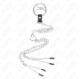 KINK - ANNEAU PÉNIS EN MÉTAL TRIPLE CHROME 3,8 CM À 5 CM AVEC CHAÎNE EN MÉTAL DE 26 CM ET PINCES À TÉTONS MODÈLE 2