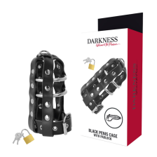 DARKNESS - LEATHER CHASTITY CAGE