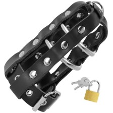 DARKNESS - LEATHER CHASTITY CAGE