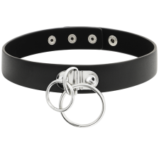 COQUETTE CHIC DESIRE - DOUBLE RING VEGAN LEATHER CHOKER