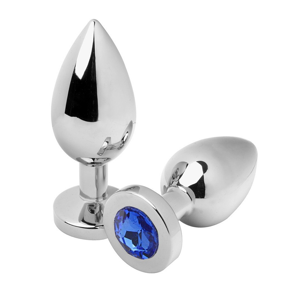 METAL HARD - PLUG ANAL BLEU DIAMANT PETIT 5,71CM