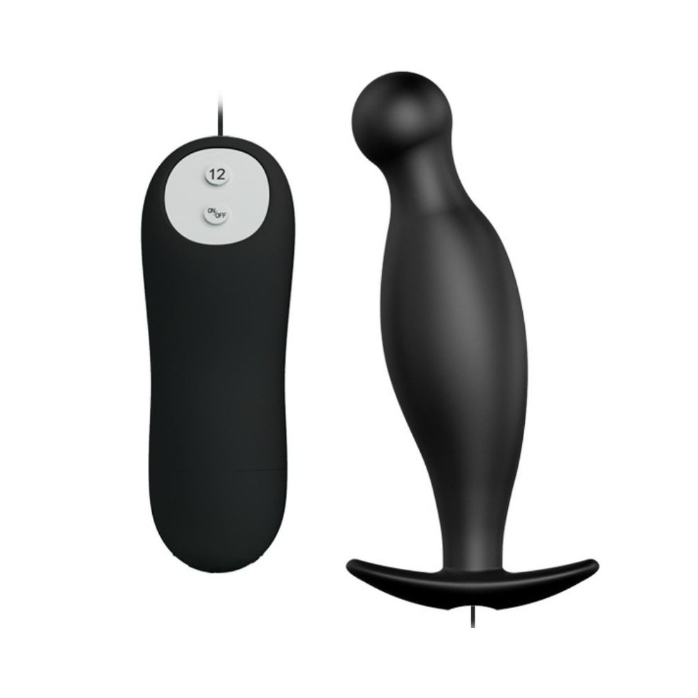 PRETTY LOVE - PLUG ANAL DE SILICONE 12 MODOS DE VIBRAO PRETO