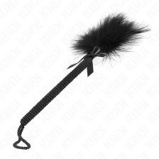 KINK - BACCHETTA IN CORDA DI NYLON CON PIUME TICKLE E FIOCCO NERO 25 CM