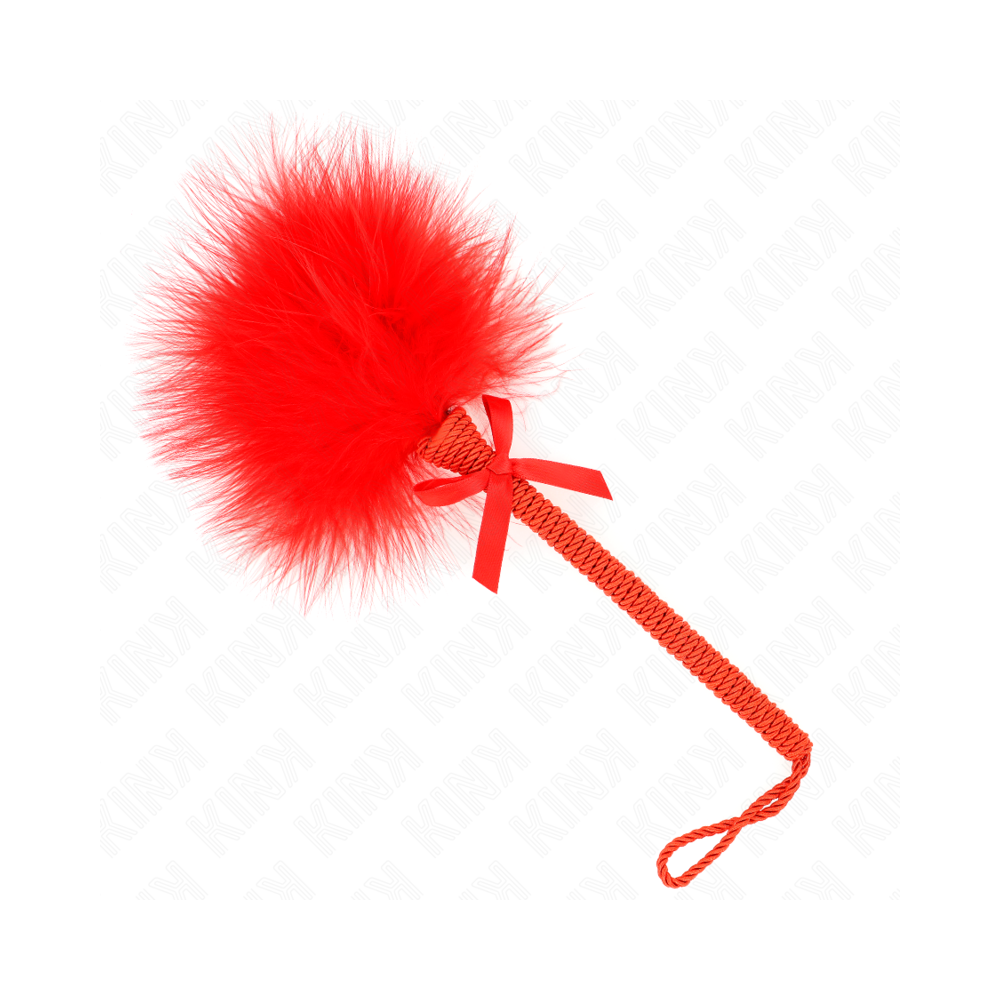 KINK - Baguette en corde de nylon avec plumes chatouillantes et noeud rouge 25 cm