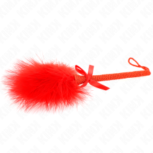 KINK - VARINHA DE CORDA DE NYLON COM PENAS DE CÓCEGAS E LAÇO VERMELHO 25 CM