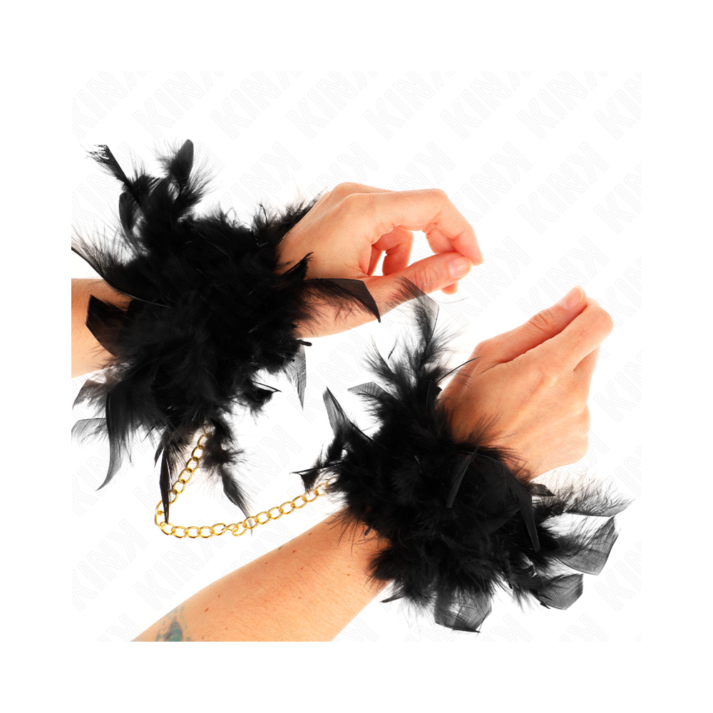 KINK - FEATHER HAND CUFFS WITH GOLD CHAIN MODEL 3