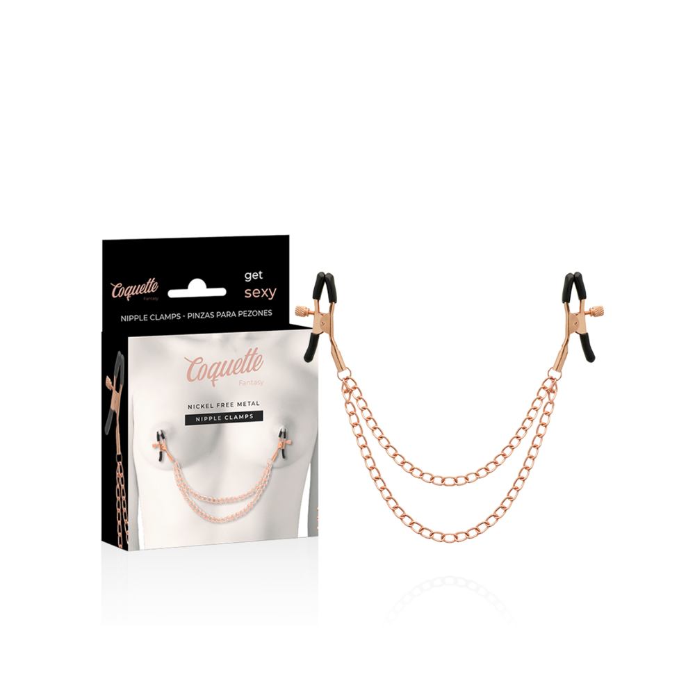 COQUETTE CHIC DESIRE - CLIPS PER CAPEZZOLI IN METALLO FANTASIA CON CATENA