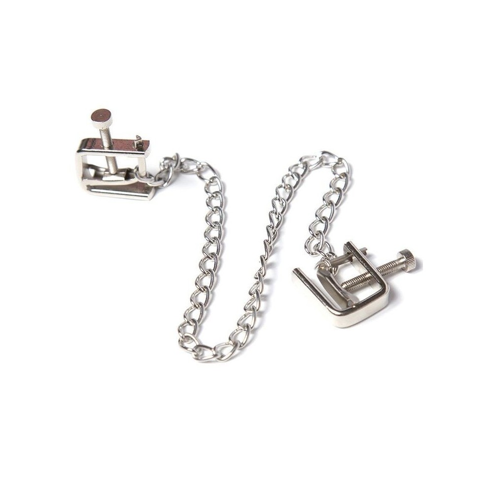 OHMAMA FETISH - METAL SCREW CLAMPS WITH CHAIN