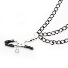 OHMAMA FETISH - BLACK NIPPLE CLAMPS WITH MULTI CHAINS