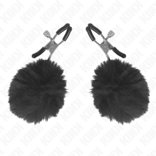 KINK - MORSETTO PER CAPEZZOLI CON SFERA IN ECOPELLICCIA NERO 6 CM