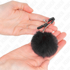 KINK - MORSETTO PER CAPEZZOLI CON SFERA IN ECOPELLICCIA NERO 6 CM