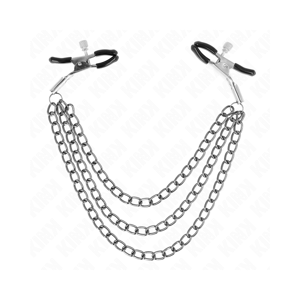 KINK - NIPPLE CLAMPS WITH 3 CHAINS BLACK 20/23/28 CM