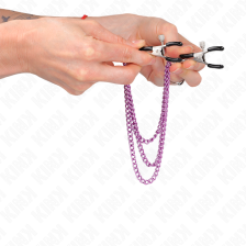 KINK - PINÇAS PARA BICOS COM 3 CORRENTES ROXO 20/23/28 CM