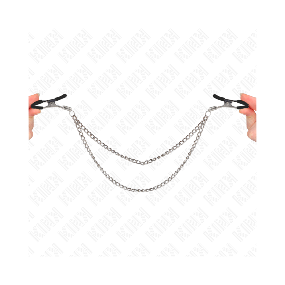 KINK - NIPPLE CLAMPS WITH 2 THICK CHAINS SILVER 20/23 CM