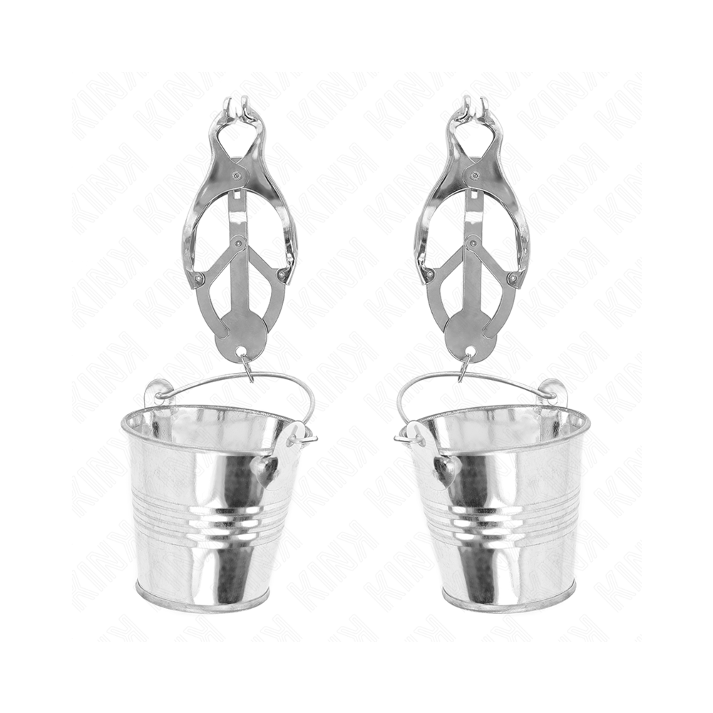 KINK - JAPANESE CLOVER NIPPLE CLAMPS WITH BUCKETS SILVER