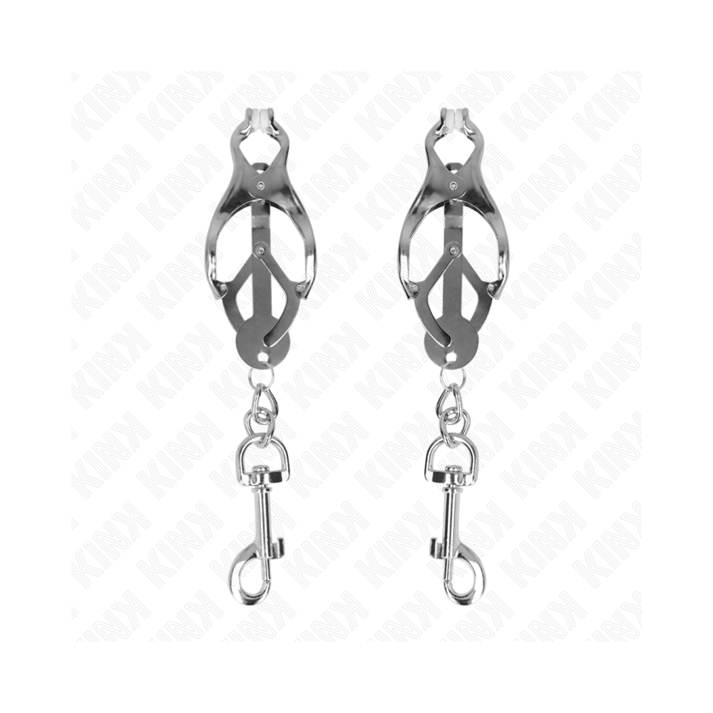 KINK - JAPANESE CLOVER NIPPLE CLAMPS WITH HOOKS SILVER