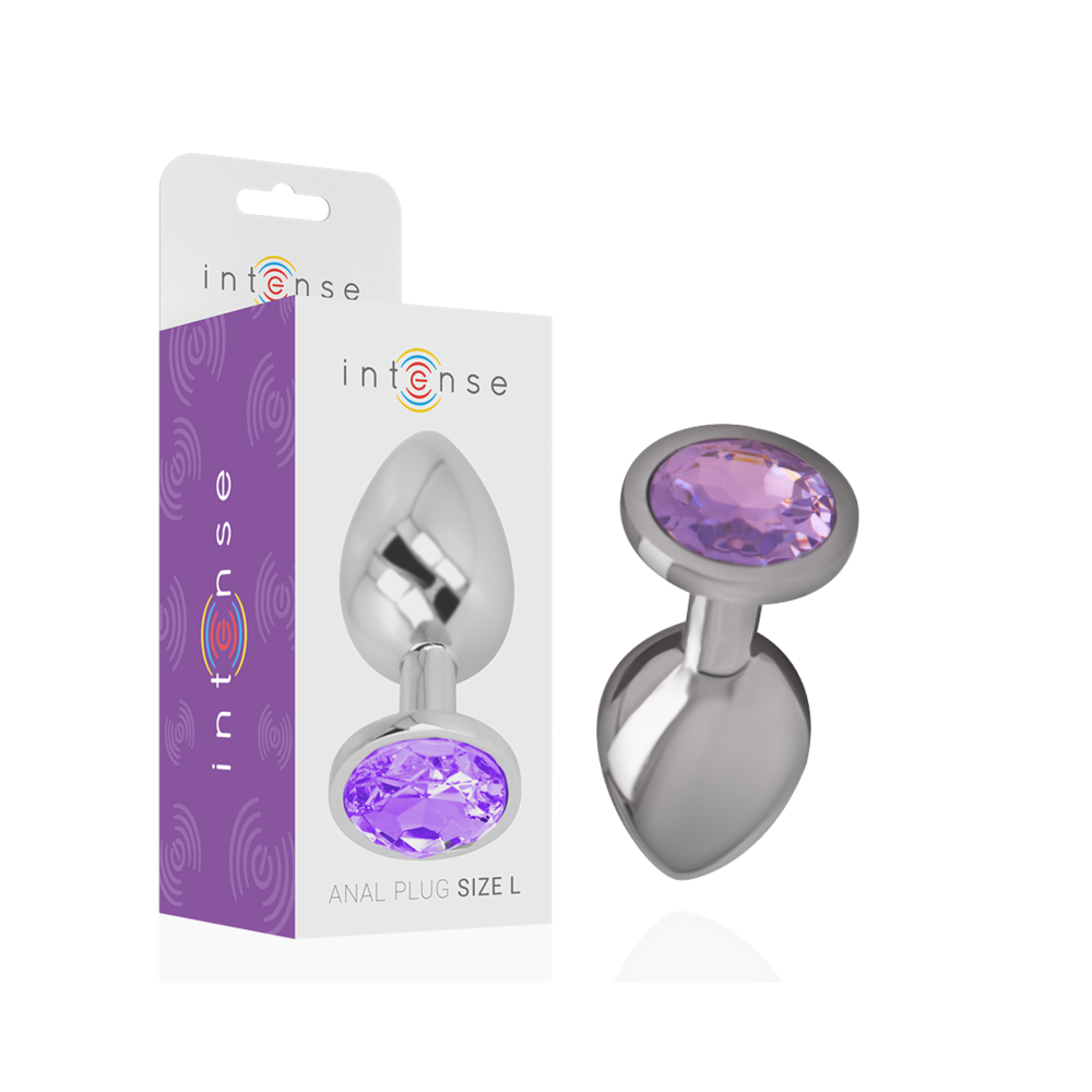 INTENSE - PLUG ANALE IN METALLO ALLUMINIO CON CRISTALLO VIOLA MISURA S