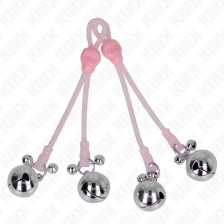 KINK - LEUCHTENDE TOTENKOPF-NIPPELKLAMMERN MIT RINGGLÖCKCHEN VERSTELLBAR ROSA/SILBER