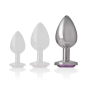 INTENSE - METAL ALUMINUM ANAL PLUG WITH VIOLET GLASS SIZE L