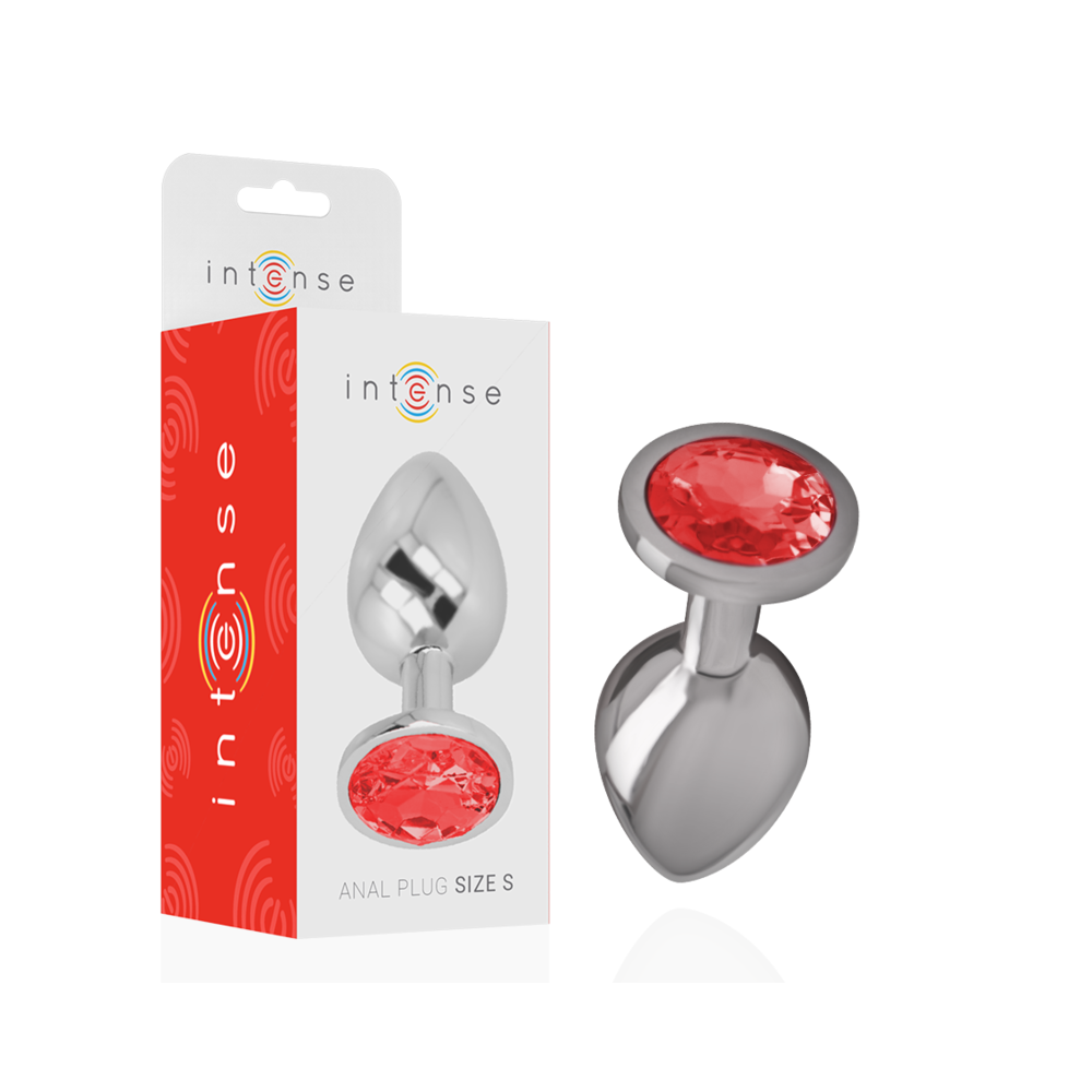 INTENSE - PLUG ANAL EN MÉTAL ALUMINIUM AVEC CRISTAL ROUGE TAILLE S