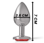 INTENSE - METAL ALUMINUM ANAL PLUG WITH RED GLASS SIZE S