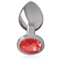 INTENSE - PLUG ANAL EN MÉTAL ALUMINIUM AVEC CRISTAL ROUGE TAILLE L