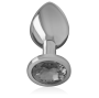 INTENSE - PLUG ANALE IN METALLO ALLUMINIO CON CRISTALLO NERO TAGLIA S