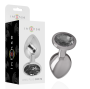 INTENSE - METAL ALUMINUM ANAL PLUG WITH BLACK GLASS SIZE M
