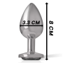 INTENSE - METAL ALUMINUM ANAL PLUG WITH BLACK GLASS SIZE M