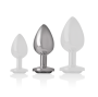 INTENSE - METAL ALUMINUM ANAL PLUG WITH BLACK GLASS SIZE M