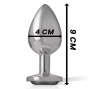 INTENSE - METAL ALUMINUM ANAL PLUG WITH BLACK GLASS SIZE L