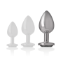 INTENSE - METAL ALUMINUM ANAL PLUG WITH BLACK GLASS SIZE L