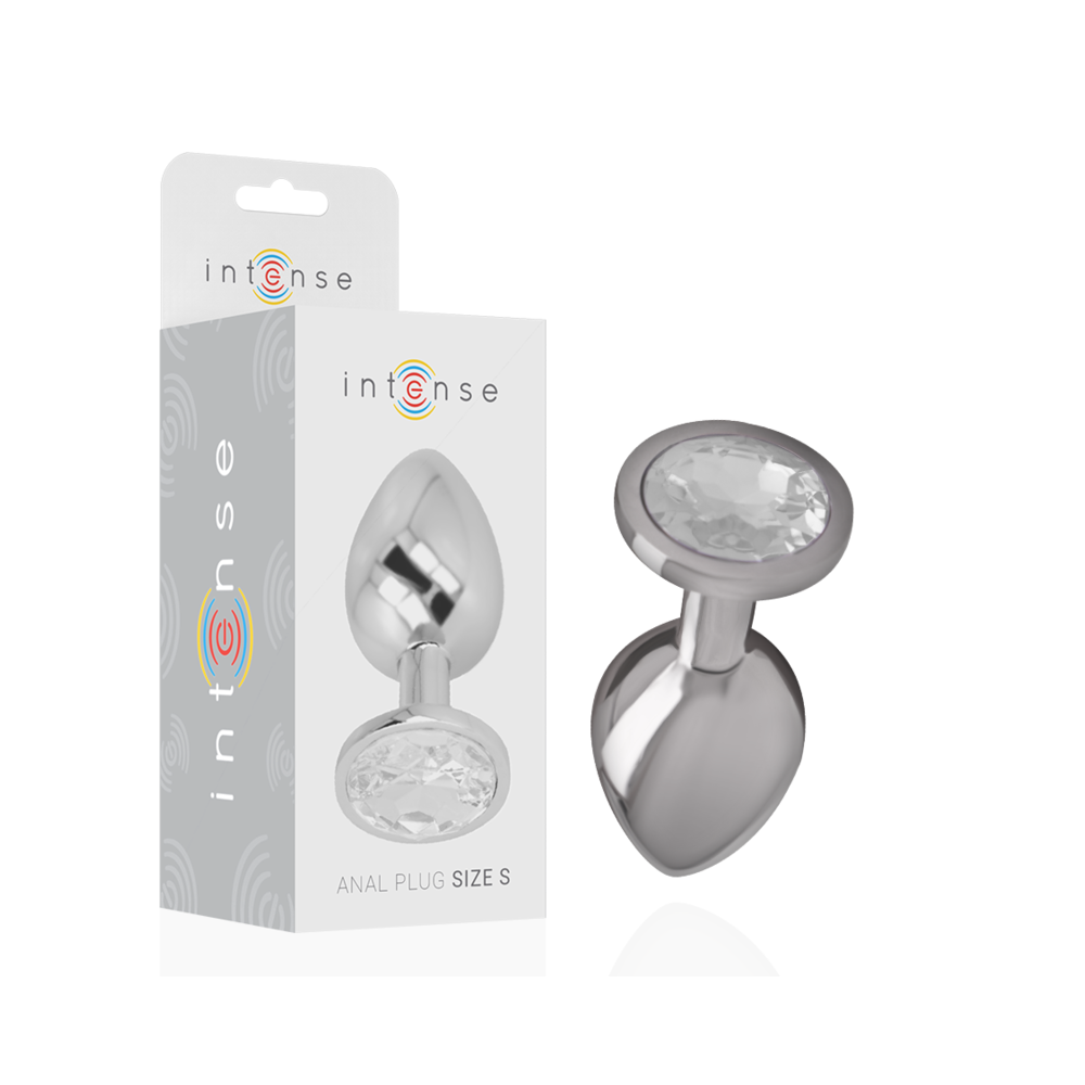 INTENSE - PLUG ANAL EN MÉTAL ALUMINIUM AVEC CRISTAL DARGENT TAILLE S
