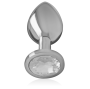 INTENSE - ALUMINUM METAL ANAL PLUG WITH SILVER CRYSTAL SIZE S