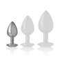 INTENSE - ALUMINUM METAL ANAL PLUG WITH SILVER CRYSTAL SIZE S