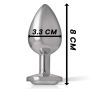 INTENSE - PLUG ANALE IN METALLO ALLUMINIO CON CRISTALLO ARGENTO TAGLIA M