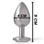 INTENSE - ALUMINUM METAL ANAL PLUG WITH SILVER CRYSTAL SIZE L