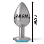 INTENSE - PLUG ANAL EN MÉTAL ALUMINIUM AVEC CRISTAL BLEU TAILLE S