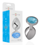 INTENSE - METAL ALUMINUM ANAL PLUG WITH BLUE GLASS SIZE M