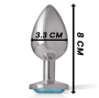 INTENSE - METAL ALUMINUM ANAL PLUG WITH BLUE GLASS SIZE M