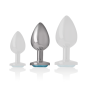 INTENSE - METAL ALUMINUM ANAL PLUG WITH BLUE GLASS SIZE M
