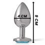 INTENSE - METAL ALUMINUM ANAL PLUG WITH BLUE GLASS SIZE L