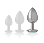 INTENSE - METAL ALUMINUM ANAL PLUG WITH BLUE GLASS SIZE L