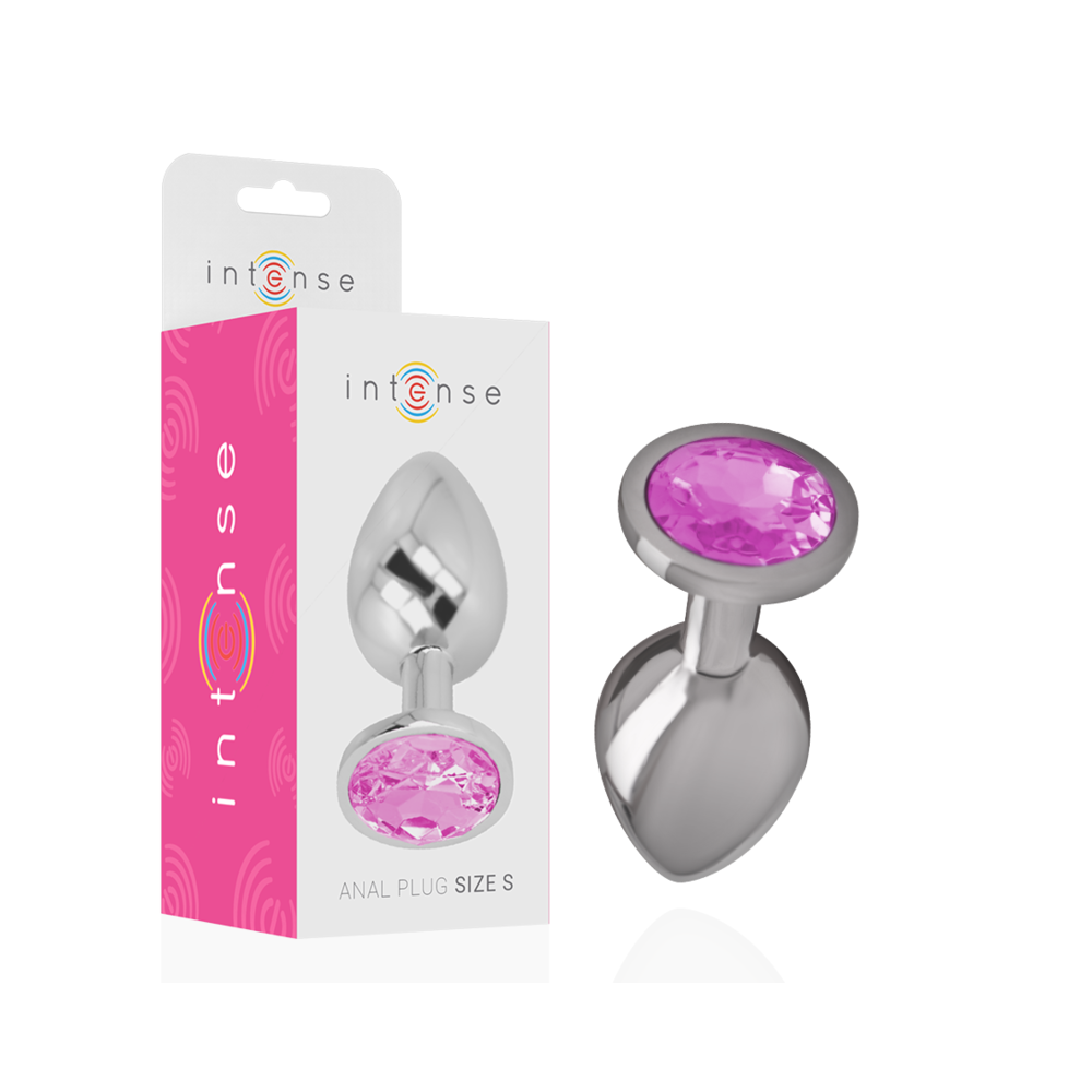 INTENSE - PLUG ANAL EN MÉTAL ALUMINIUM AVEC CRISTAL ROSE TAILLE S