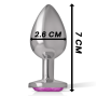 INTENSE - METAL ALUMINUM ANAL PLUG WITH PINK GLASS SIZE S
