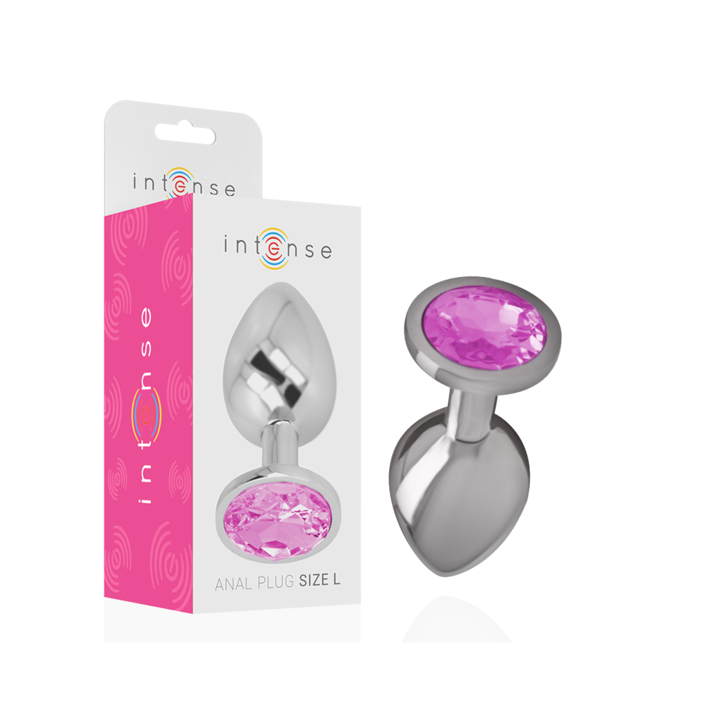 INTENSE - PLUG ANAL EN MÉTAL ALUMINIUM AVEC CRISTAL ROSE TAILLE L
